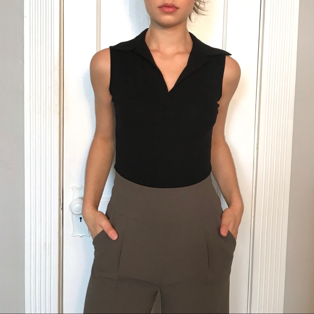 Black collared tank top